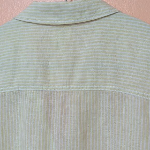 Sigrid Olsen Linen Stripe Button Down Shirt M - Picture 7 of 7